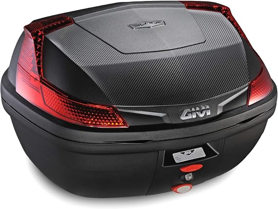 GIVI B47NML 76871 BLADE Series Motorcycle Rear Box, Monolock Top Case, 12.4 gal 47 L, Unpainted, Black, Red Lens