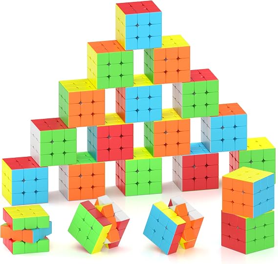 Vdealen Speed Cube Set, Magic Cube Pack of 3x3x3 Stickless Puzzle Cube, Birthday Party Christmas Stocking Fillers Gift for Kids Teens Adults(20 Pack)