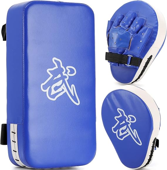 WUWEOT 2-in-1 Punching Mitts Kick Pack Set, Boxing Mitts Focus Pads and Taewondo Kick Pad, Thai Pads Karate Kick Pads, Martial Arts MMA Punching Mitts Kicking Boxing Shield Training for Men Women Gym