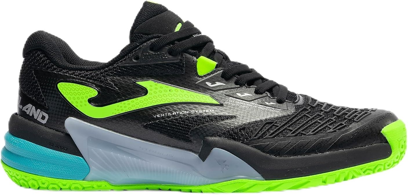 Joma TROLS2601AC Roland Sert & Toprak Kort Erkek Tenis Ayakkabısı - Siyah/Neon Yeşil