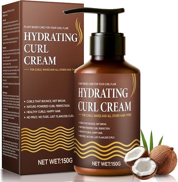 Curl Activator, Curl Styling Cream with Coconut Oil and Shea Butter, Moisturizing and Repairing, Controls Frizz, Defines Curls and Brings Natural Shine
