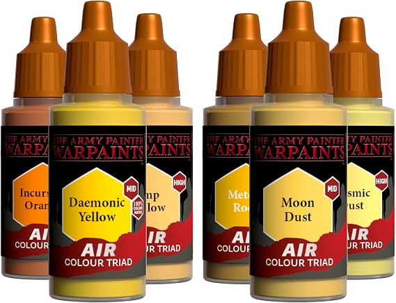 The Army Painter, Airbrush Primary Bundle Yellow, 2 Air Triads: 6 x 18 ml