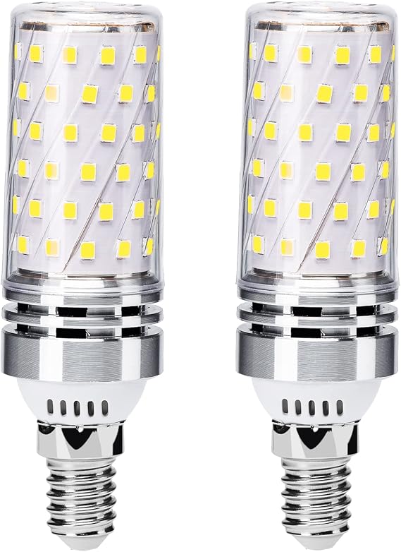 E14 LED Light Bulb 12W Cool White 6000K, E14 Edison Screw Bulbs 1200LM, Equivalent to 100W 120W Halogen Bulb, E14 LED Corn Light Bulbs for Desk Lamp, Not Dimmable, 360° Beam Angle, 2 Pack [Energy Class E]