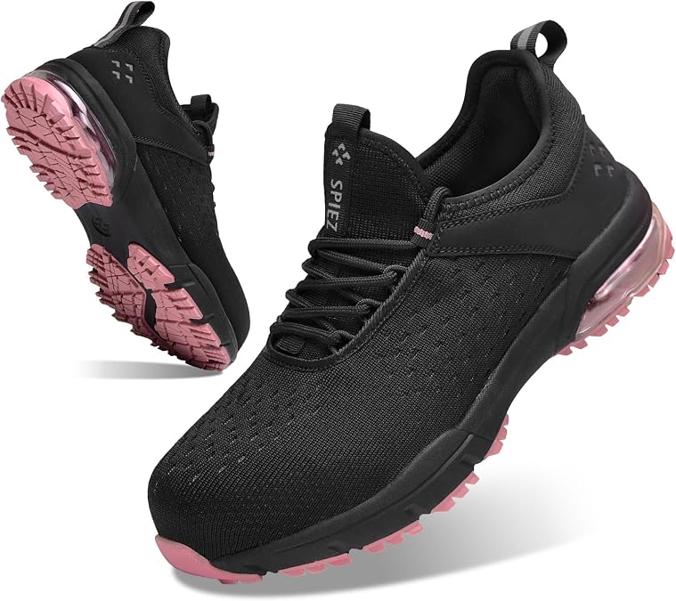SPIEZ Safety Trainers for Men Women, Air Cushion Composite Toe Safety Shoes