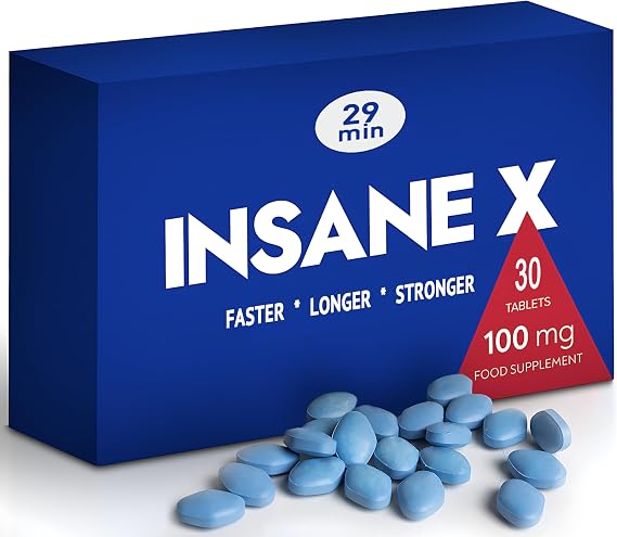 INSANE X - 30 Extra Strong Pills for Men UK - Natural Fast-Acting Ginseng Tablets for Men - for Enhanced Performance