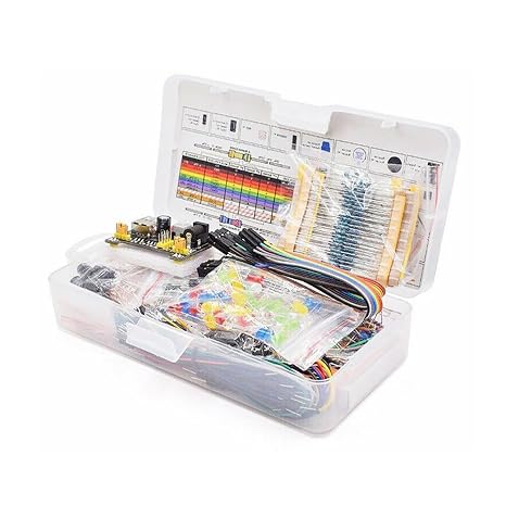 GOODCHI Electronic Entertainment Kit New Breadboard Set Electronic Components Starter Power Module DIY Kit for 830 Contact Breadboard R3 Component Package with Plastic Box | Electronic Component Starter, Component Package
