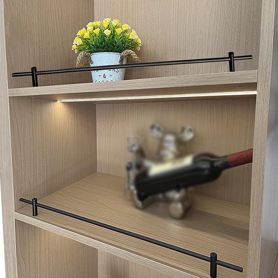 Generisch Düşmeye karşı dayanıklı metal raf rayı seti, 4'lü paket (17 inç), kitaplık, ayakkabı rafları, mutfak dolapları için alüminyum yuvarlak boru bariyer, dekoratif güvenlik çitleri