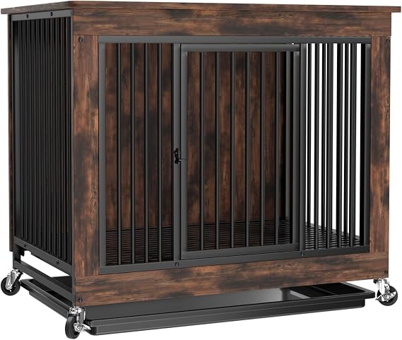 80 cm Dog Crate Furniture, Wooden Dog Kennel, 80 x 52 x 76 cm