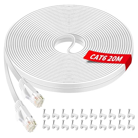 YIIFELL Cat 6 Ethernet Cable, Network Cable Ethernet Cable 20 Metres RJ45 LAN Internet Cable with RJ45 Connector for Router, Switch, Modem, PS5/PS4, Smart TV, Xbox