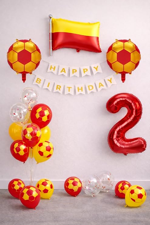 Sarı Kırmızı Futbol Temalı Doğum Günü Balon Seti (2)