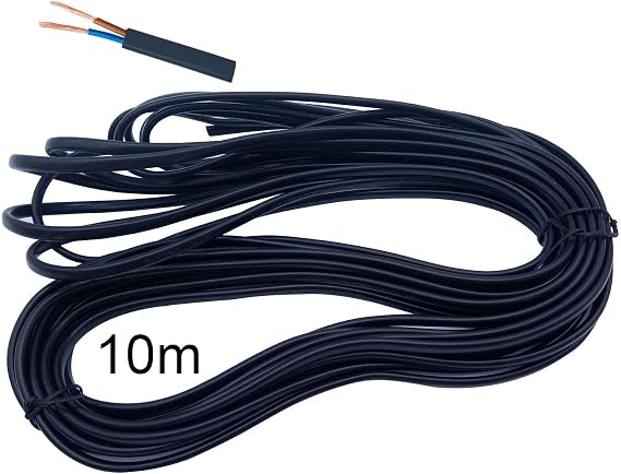 Premium Electrical Wire - PVC-Coated Copper, Black, 2 Core, 2 x 0.75 mm², High Temp Resistant, 10m Flexible Twin Power Cable