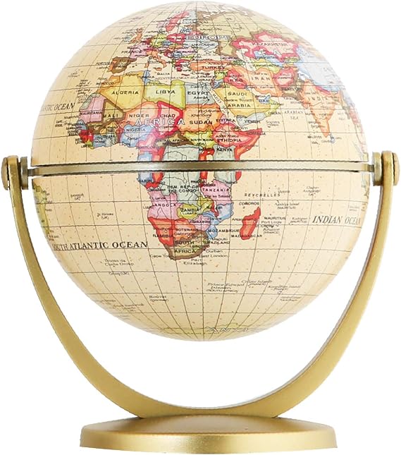 EXERZ 10cm Antique Globe, Mini Globe Rotating Vintage Colour Modern Map