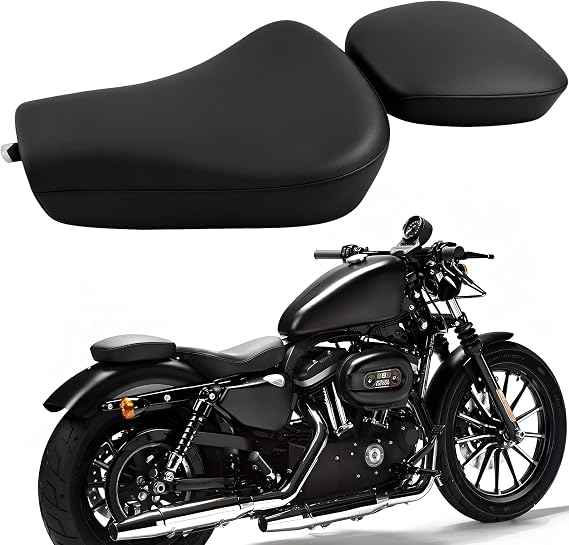 Driver Solo Seat & Passenger Pillion for 2010-Up Sportster XL, Motorcycle Front Rear Seat Pad Cushion for Harley Davidson Iron 883 1200 Forty-Eight 48 Seventy-Two 72 SuperLow XL883 XL1200 Accessories