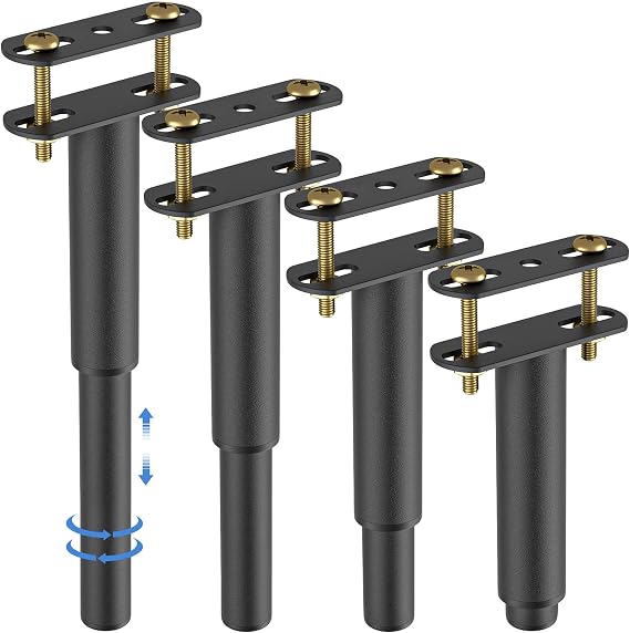 Bed Support Leg,Bed Legs Adjustable Retractable Heavy Duty Bed Center Frame Slat,Metal Furniture Legs Suitable for Cabinet Sofa Bed Frame Replacement Parts 4Pcs 7inch -13inch (Black)