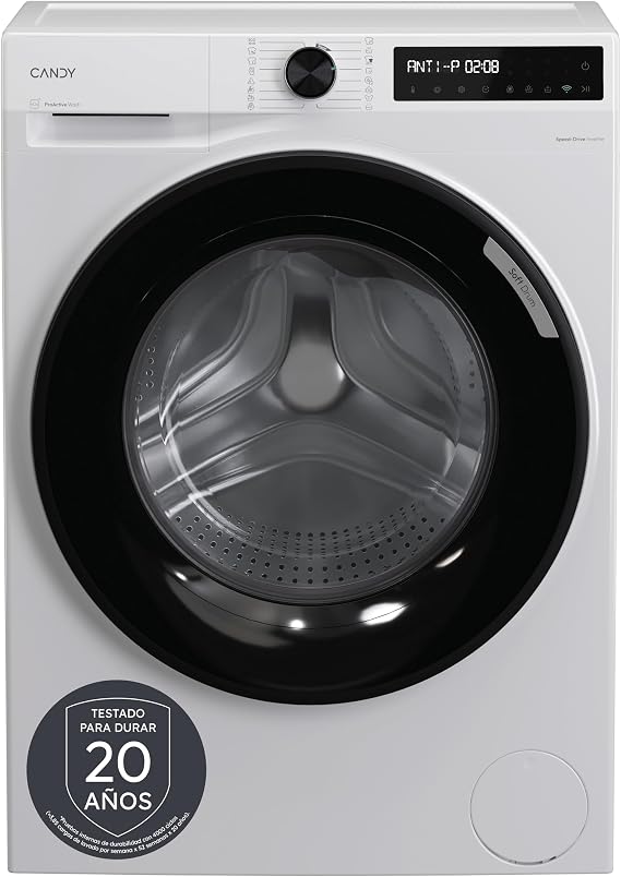 Candy ProWash 500 BR 410BL8-S, Washing Machine 10 kg, 1400 RPM, Digital Display, WIFI Connectivity, 16 Cycles, Inverter SpeedDrive Motor, Delay Start 24H, Child Lock, 72 DB, White [Energy Class A]
