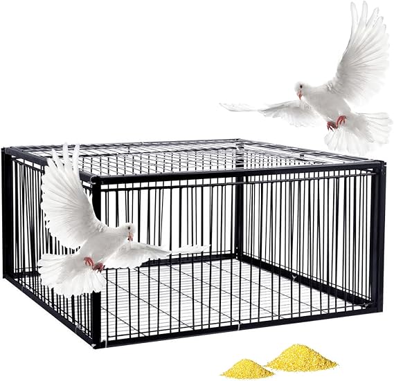 Bird Trap, Sparrow Trap, Live Traps For Pigeons, Pigeon Traps With Four Channel One Way Entrance, Bird Catcher Trap With Anti-escape Design, Suitable For Terraces, Gardens And Farms(Black,90x60