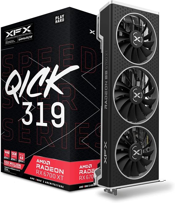 XFX Speedster QICK319 AMD Radeon RX 6700 XT Black Gaming Graphics Card 12GB GDDR6 HDMI 3xDP AMD RDNA 2 RX-67XTYPBDP