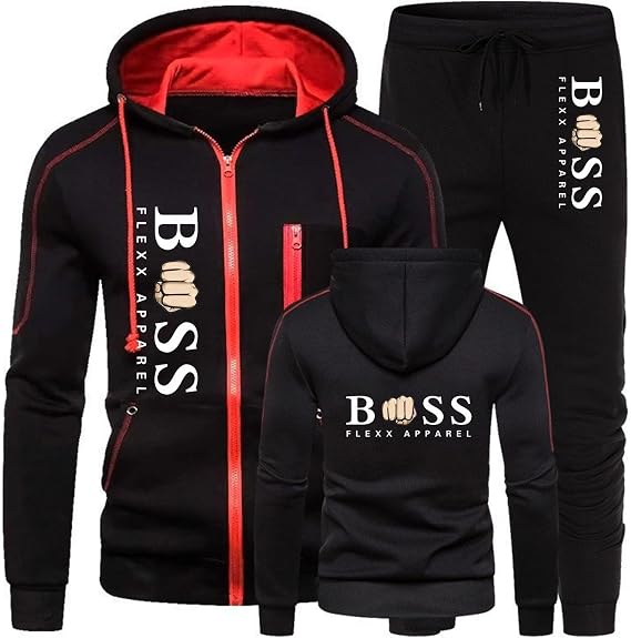 Mens Tracksuit Sets Letter Print Full Zip Jogging Sports Gym Suit