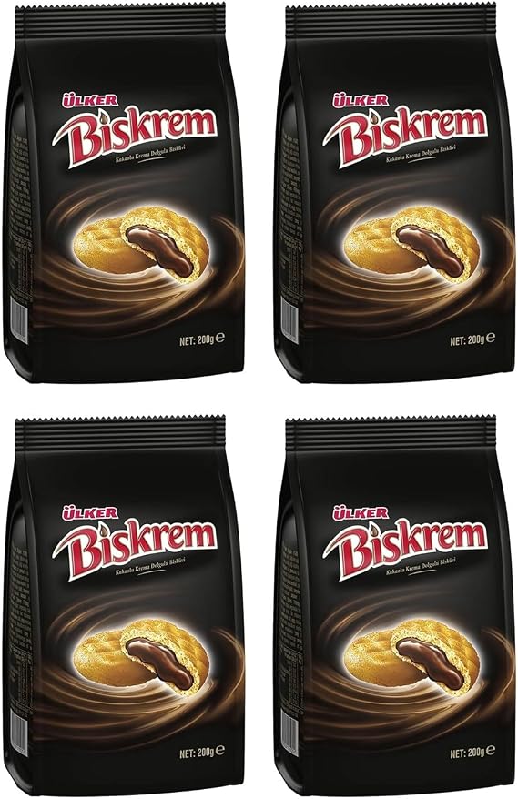 Ülker Biskrem Kakaolu Krema Dolgulu Bisküvi 200 gr x 4 Adet