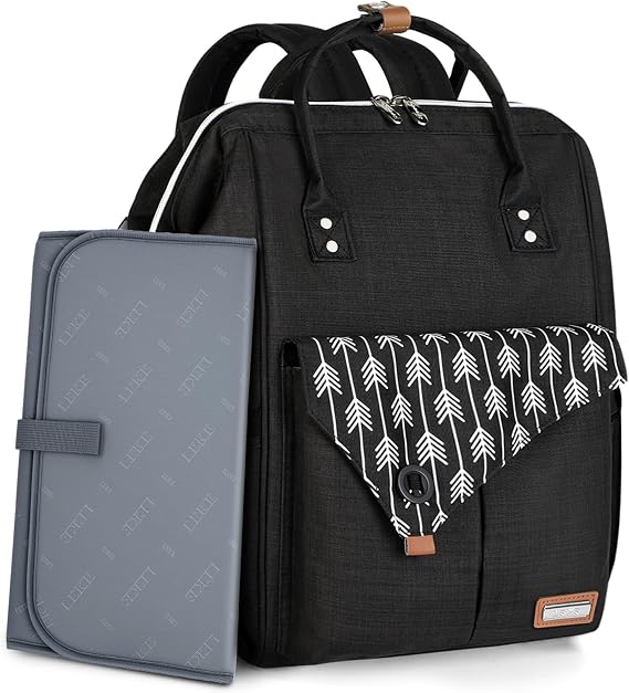 Lekebaby Nappy Changing Bag Backpack, Baby Changing Bag with Changing Mat