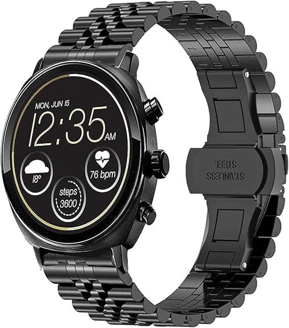 Lamshaw 22mm ソリッドステンレススチールメタルバンド バタフライフォールディングクラスプ リンクブレスレット シチズンCZスマートウォッチ、CZスマートタッチスクリーンGen 2 CASUAL 41mm、Sport 44mm、CZスマートハイブリッドGen 2スポーツスマートウォッチに対応
