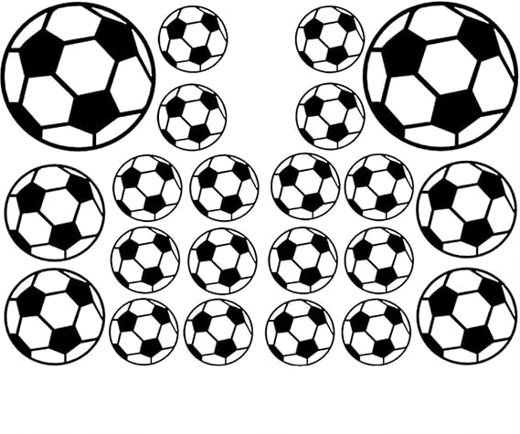 56 PCS Football Wall Stickers,4 Sizes Self Football Stickers