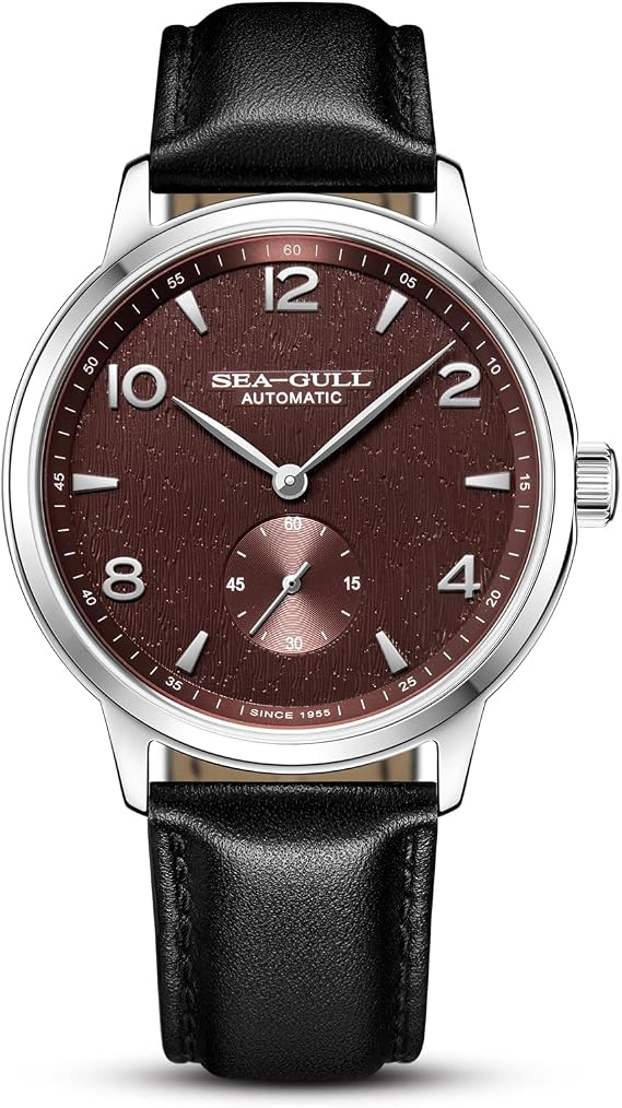 SEA-GULL Men's Automatic Mechanical Watch with Seconds Sub-dial, Business Leather Strap Analogue Display Wristwatch,40mm