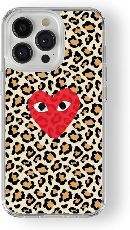 Multitronic iPhone 16 Pro Uyumlu Kalp ve Leopar Desenli Tasarım Baskılı Şeffaf Kılıf