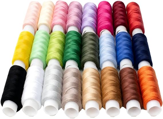 Henyall Sewing Thread, 24 Spools Cotton Thread Set, Sewing Threads Kits for 90 Yards per Spool, Includes Black Thread for Sewing and White Cotton Thread, Ideal for Sewing Machine & Hand Sewing
