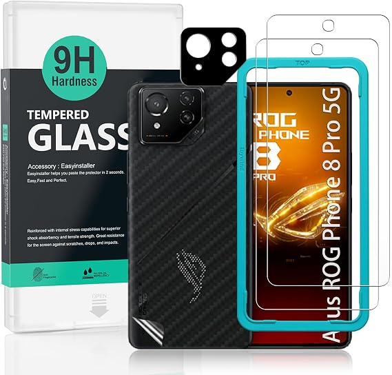 Ibywind Screen Protector For Asus ROG Phone 8 Pro 5G 6.78"[2 Pack],9H Hardness Tempered Glass,With 1Pc Camera Lens Protector,Easy to Install