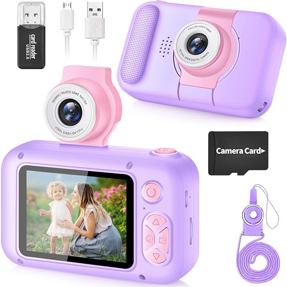 ARNSSIEN Kids Camera with Video,180° Flip Lens, 2.4" Selfie Camera for Kids