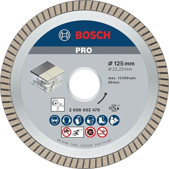 Bosch Professional Accessories Diamond Cutting Disc, Best For Ceramic Extra-Clean Turbo (Ceramic, 125 x 22.23 mm, Angle Grinding Machine Accessory)