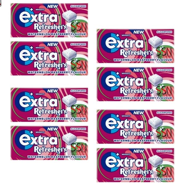 Extra Refreshers Watermelon Raspberry Chewing Gum 7 Pieces Box 19g (8x Packs)