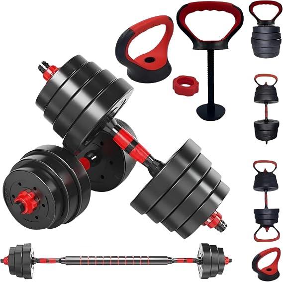 Adjustable Dumbbell & Barbell Set 15KG 20KG 30KG,Home Gym Weights for Men, Women,All-in-One Fitness Training Equipment,Weight Lifting Set for Workout