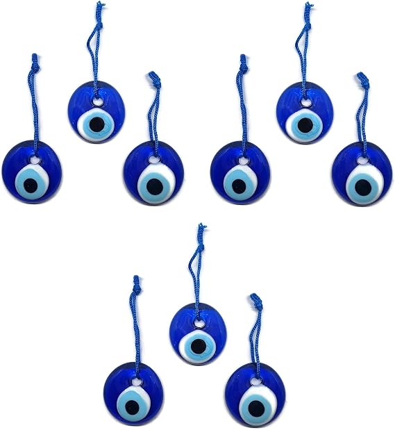 MYSTIC JEWELS Turkish Eye Hanging Glass Evil Eye Wedding 4cm Diameter with Thread and String Nazar Boncuk Evil Eye