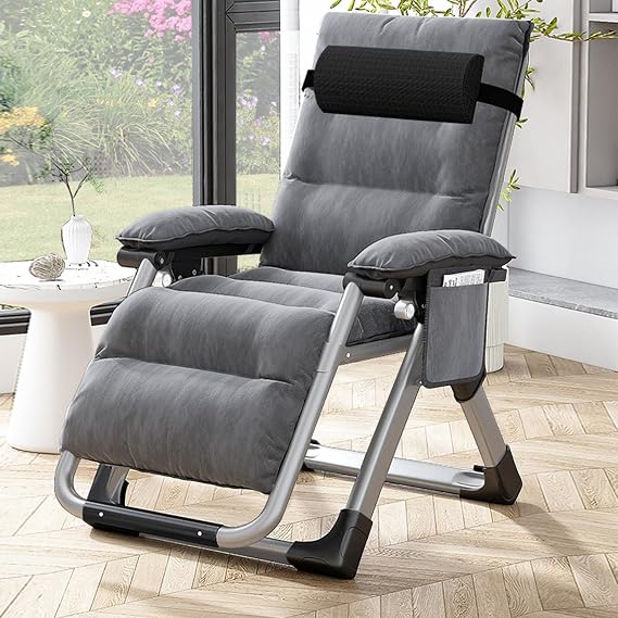 Folding Zero Gravity Chair, 200KG Heavy Duty Sun Lounger for Garden
