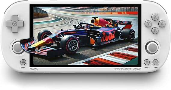 Trimui Smart Pro Handheld Game Console, 4.96-Inches Display Console Preinstalled Emulator with 128/256GB TF Card, Retro Game Console with Linux System Allwinner A133P Processor (White-128GB)