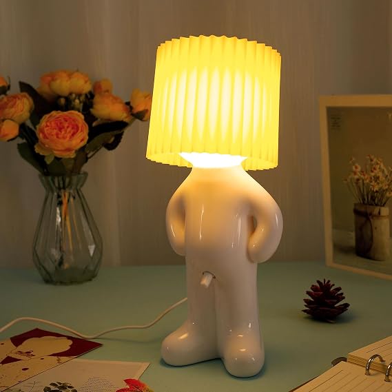 Novelty Lamp, Little Shy Boy Desk Lamps with Warm Light Funny Bedside Night Light LED Plug-in Table Lamp Creative Home Decoration for Bedroom, Christmas and Valentines Day Gifts