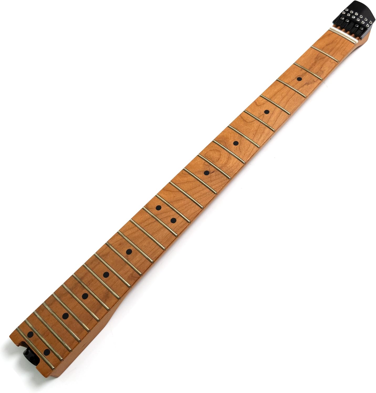 24 fret headless guitar roast maple neck for strandberg, keizel, steinberger style guitar, black metal rock nut