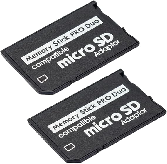 2PCS Memory Stick Pro Duo Adapter, PSP Memory Card, Micro SD to TF Convertor Memorys Stick PRO Duo MagicGate Card for Handycam, Sony Playstation Portable, Camera