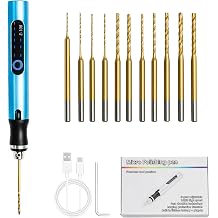 3-Speed Electric Mini Drill Pen Cordless USB Rechargeable DIY Electric Hand Drill with 10 Small Drill Bits Portable Engraving Tool Kit for Jewelry Making Resin Wood Plastic Crafts Keychains Pendant