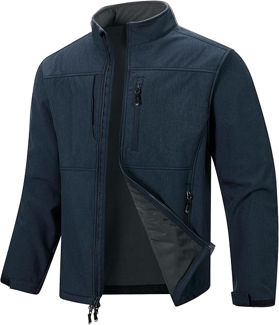 33,000ft Men's Softshell Jacket Waterproof Golf Jackets Warm Fleece Jackets
