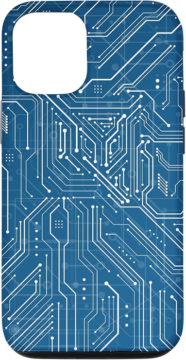iPhone 15 Motherboard Microchip Circuit IT Computer Background Blue Case