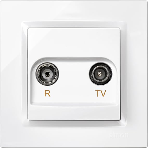 Simon 10 Take Antenna Tv And Radio Plug Wall White Tdt Satellite Ip20
