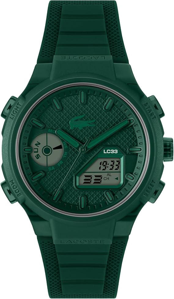 Lacoste Analog Digital Chrono Watch for Men LC33 Collection with Silicone Strap