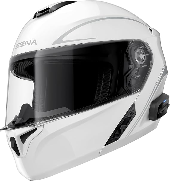 Sena Outrush R Bluetooth Flip-Up Helmet with Intercom System (White XL)