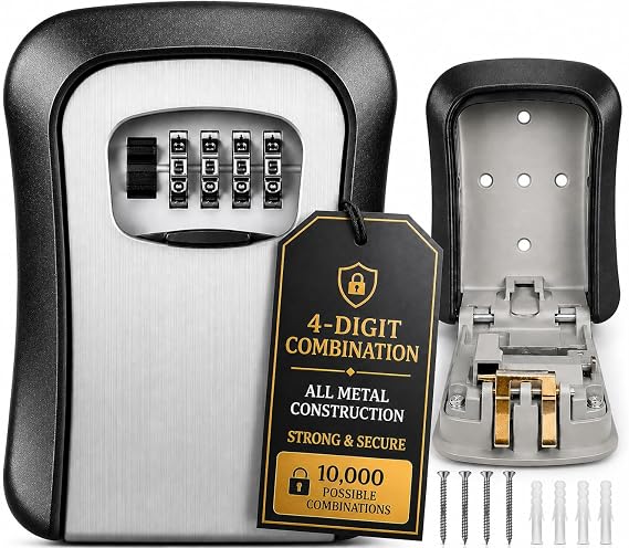 LDS® Key Safe Wall Mounted 4-Digit Combination Lock – Outdoor Key Lock Box