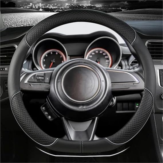 Steering Wheel Cover PU Leather D Shape Car Steering Wheel Cover For Suzuki For Swift For Dzire 2017-2024 Accessories Steering Wheel Covers(Red-Brown-Panel)