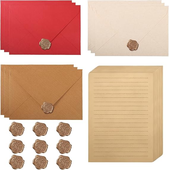 36Pcs Vintage Letter Writing Paper Envelopes Set, 18 A4 Kraft Writing Paper