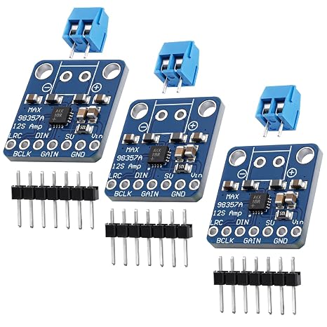 MAX98357A Audio Amplifier Module Ulegqin MAX98357A I2S Amplifier with 3W Class D Filterless DIY Amplifier Board DAC Decoder Compatible with Arduino/Rasp-Pi/ESP32 (Pack of 3)